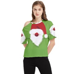 Santa Claus Hat Christmas One Shoulder Cut Out Tee
