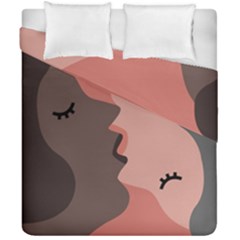 Illustrations Of Love And Kissing Women Duvet Cover Double Side (california King Size)