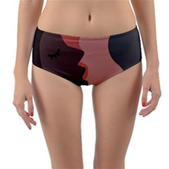 Illustrations Of Love And Kissing Women Reversible Mid-waist Bikini Bottoms