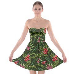 Tropical Flowers Strapless Bra Top Dress by goljakoff