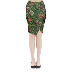 Tropical Flowers Midi Wrap Pencil Skirt by goljakoff