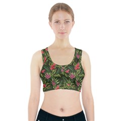 Tropical Flowers Sports Bra With Pocket by goljakoff