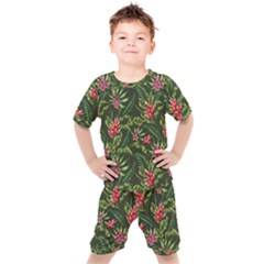 Tropical Flowers Kids  Tee And Shorts Set by goljakoff