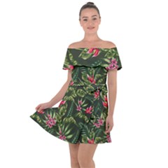 Tropical Flowers Off Shoulder Velour Dress by goljakoff