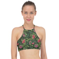 Tropical Flowers Racer Front Bikini Top by goljakoff