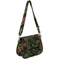 Tropical Flowers Saddle Handbag