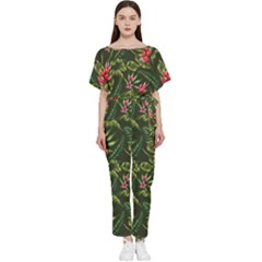 Tropical Flowers Batwing Lightweight Jumpsuit