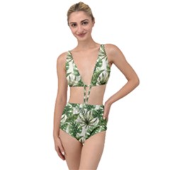 Green Leaves Tied Up Two Piece Swimsuit by goljakoff