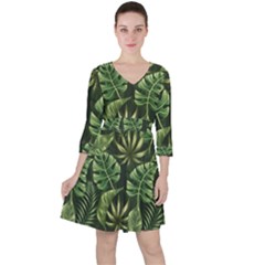 Green Leaves Ruffle Dress by goljakoff