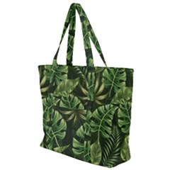 Green Leaves Zip Up Canvas Bag by goljakoff