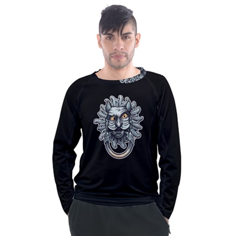 Knock Knock - Black - By Larenard Men s Long Sleeve Raglan Tee by LaRenard