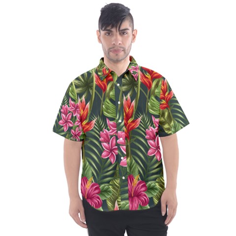 Tropical Flowers Men s Short Sleeve Shirt by goljakoff