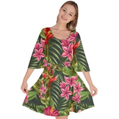 Tropical Flowers Velour Kimono Dress by goljakoff