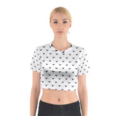 Birds Flying Motif Silhouette Print Pattern Cotton Crop Top