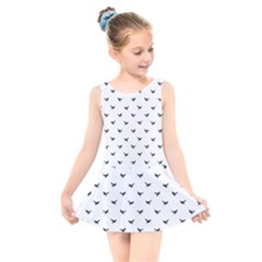 Birds Flying Motif Silhouette Print Pattern Kids  Skater Dress Swimsuit