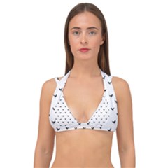 Birds Flying Motif Silhouette Print Pattern Double Strap Halter Bikini Top