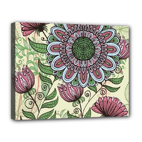 Flower Mandala Canvas 14  X 11  (stretched) by goljakoff