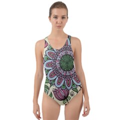 Flower Mandala Cut-out Back One Piece Swimsuit by goljakoff