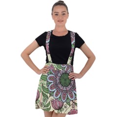 Flower Mandala Velvet Suspender Skater Skirt by goljakoff