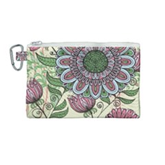 Flower Mandala Canvas Cosmetic Bag (medium) by goljakoff