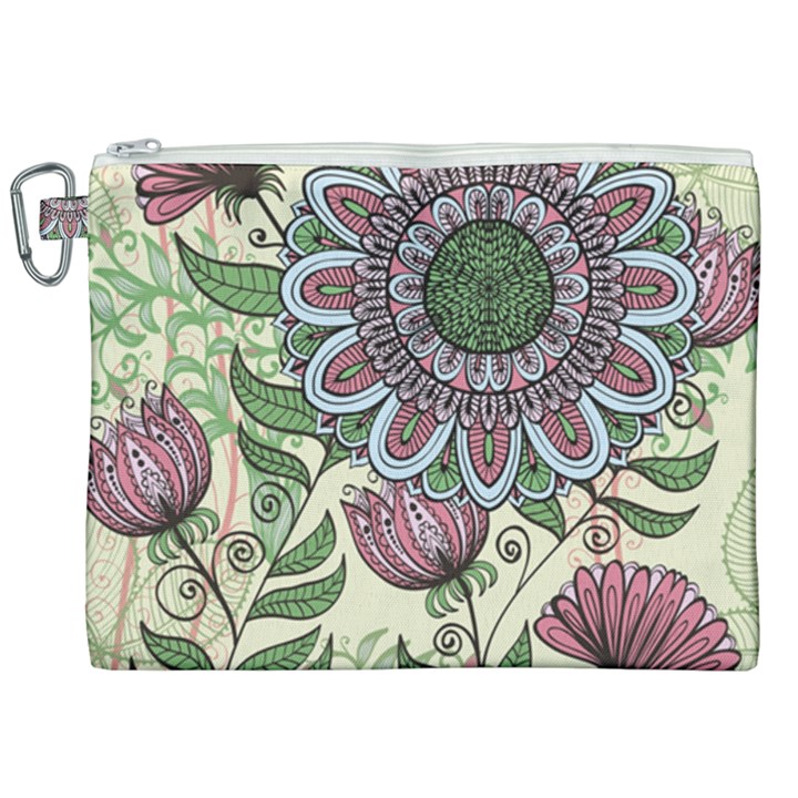 Flower mandala Canvas Cosmetic Bag (XXL)