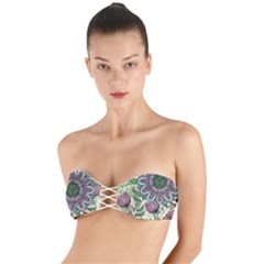 Flower Mandala Twist Bandeau Bikini Top by goljakoff