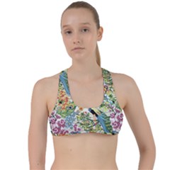 Peacock Pattern Criss Cross Racerback Sports Bra by goljakoff