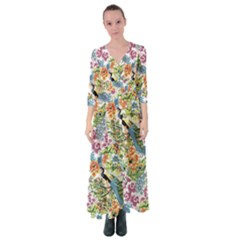 Peacock Pattern Button Up Maxi Dress by goljakoff