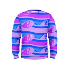 Fish Texture Blue Violet Module Kids  Sweatshirt