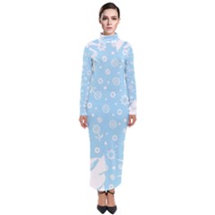 Flower Illustrations Turtleneck Maxi Dress