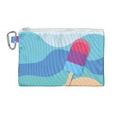 Ice Summer Beach Sea Dessert Canvas Cosmetic Bag (large)