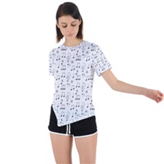 Music Notes Wallpaper Asymmetrical Short Sleeve Sports Tee by Mariart