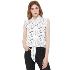 Music Notes Wallpaper Frill Detail Shirt