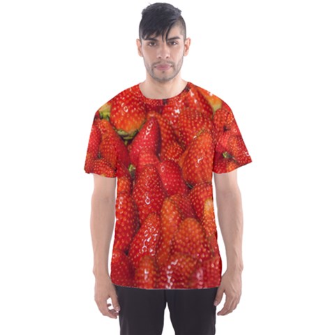 Colorful Strawberries At Market Display 1 Men s Sport Mesh Tee by dflcprintsclothing