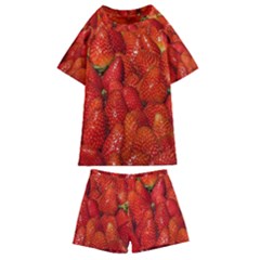 Colorful Strawberries At Market Display 1 Kids  Swim Tee And Shorts Set by dflcprintsclothing