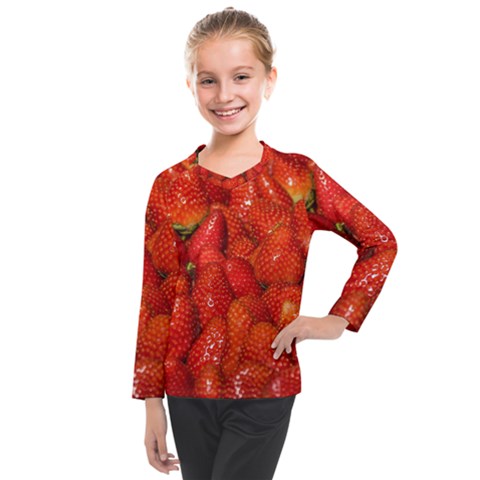 Colorful Strawberries At Market Display 1 Kids  Long Mesh Tee by dflcprintsclothing