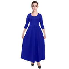 Admiral Blue - Quarter Sleeve Maxi Velour Dress