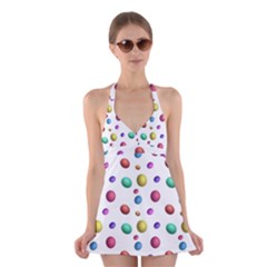 Egg Easter Texture Colorful Halter Dress Swimsuit  by HermanTelo