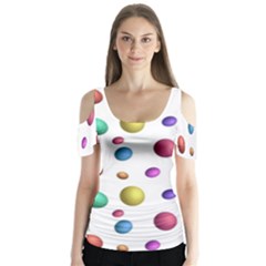 Egg Easter Texture Colorful Butterfly Sleeve Cutout Tee 