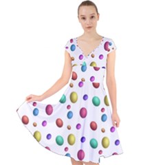 Egg Easter Texture Colorful Cap Sleeve Front Wrap Midi Dress