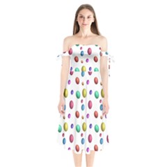 Egg Easter Texture Colorful Shoulder Tie Bardot Midi Dress