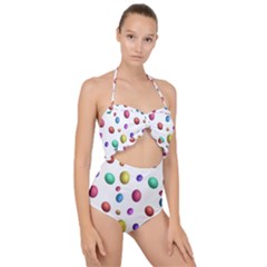 Egg Easter Texture Colorful Scallop Top Cut Out Swimsuit