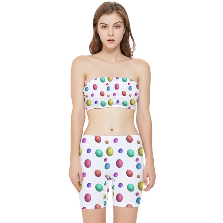Egg Easter Texture Colorful Stretch Shorts and Tube Top Set