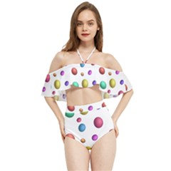 Egg Easter Texture Colorful Halter Flowy Bikini Set 
