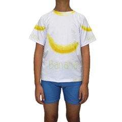 Banana Fruit Watercolor Painted Kids  Short Sleeve Swimwear