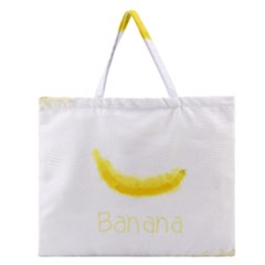 Banana Fruit Watercolor Painted Zipper Large Tote Bag