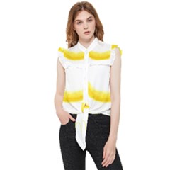 Banana Fruit Watercolor Painted Frill Detail Shirt
