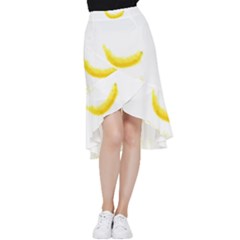 Banana Fruit Watercolor Painted Frill Hi Low Chiffon Skirt