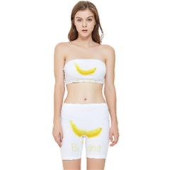 Banana Fruit Watercolor Painted Stretch Shorts And Tube Top Set