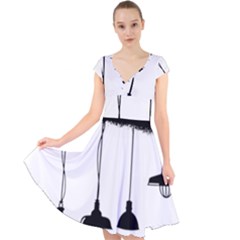 Lanterns Lamps Light Ceiling Cap Sleeve Front Wrap Midi Dress